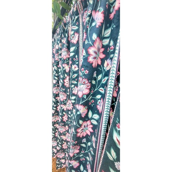 Waverly Duralee Floral Vine English Garden Pattern 1980's Black Pink VTG Curtain - Picture 9 of 16
